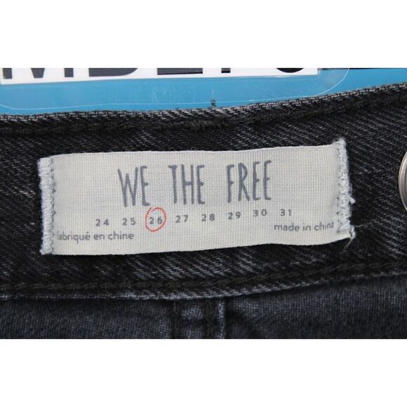 WE THE FREE BLACK DENIM RAW HEM BUTTONFLY CUFFED SIDES JEANS SIZE 26 - Picture 8 of 9